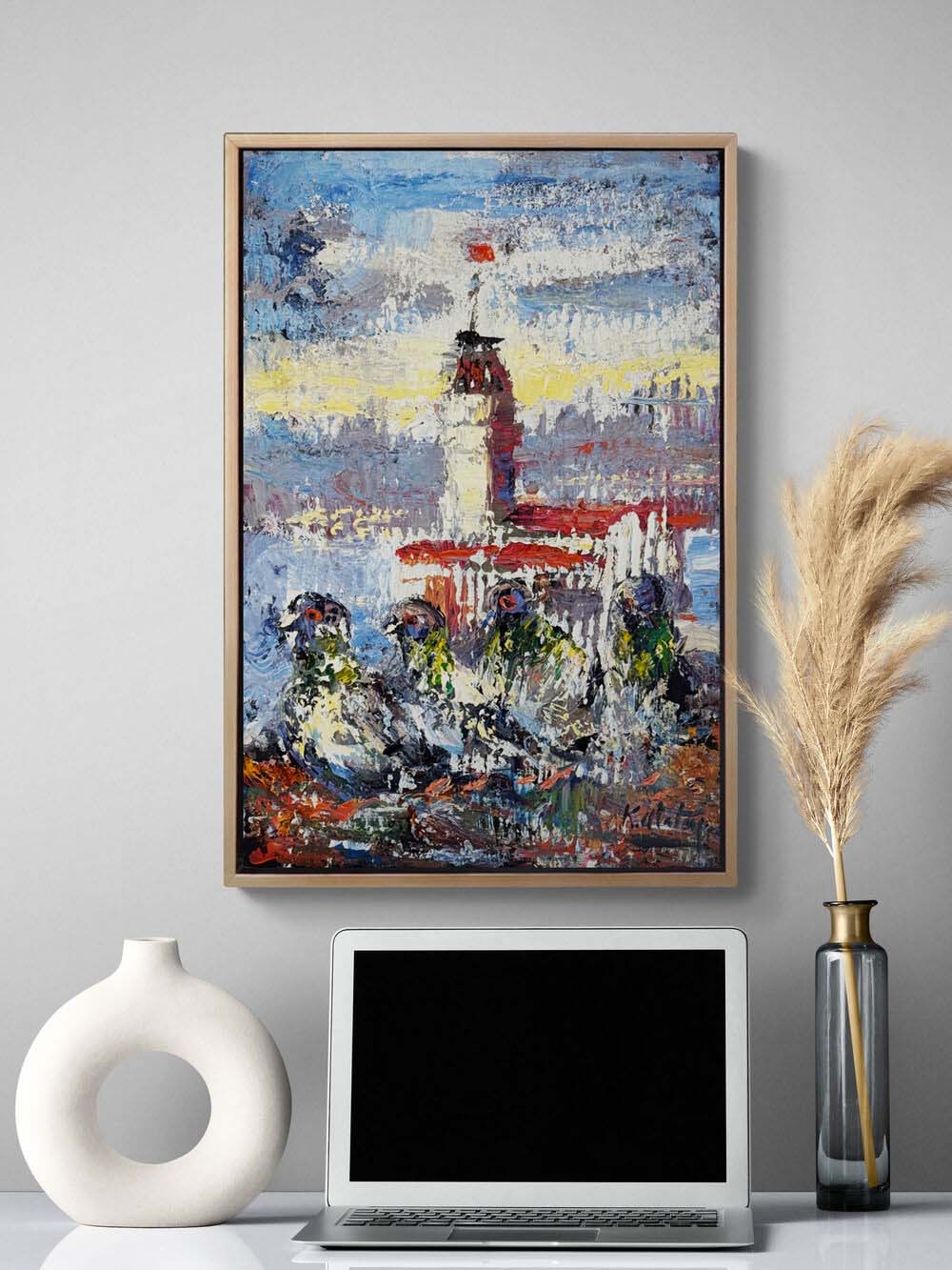 Yağmurlu Kız Kulesi Yağlı Boya Tablosu Simurg Sanatevi