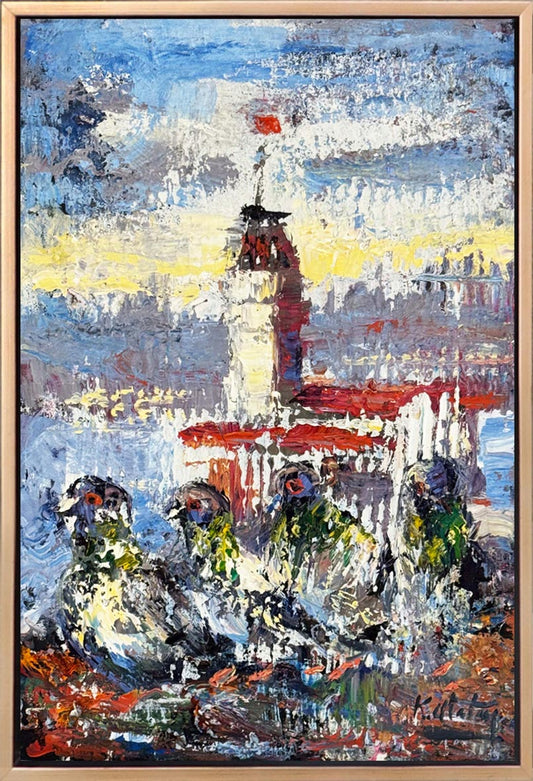 Yağmurlu Kız Kulesi Yağlı Boya Tablosu Simurg Sanatevi