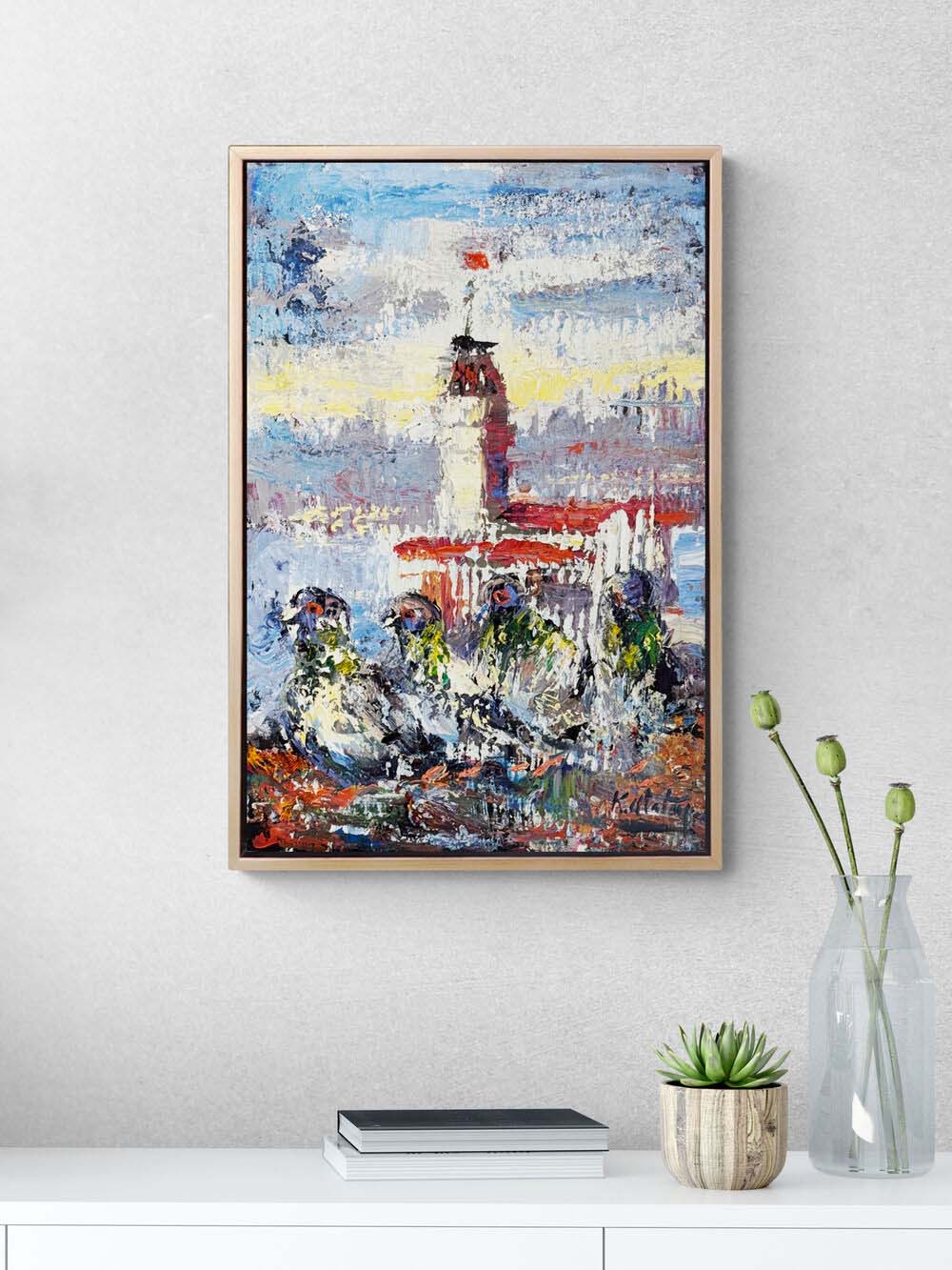 Yağmurlu Kız Kulesi Yağlı Boya Tablosu Simurg Sanatevi