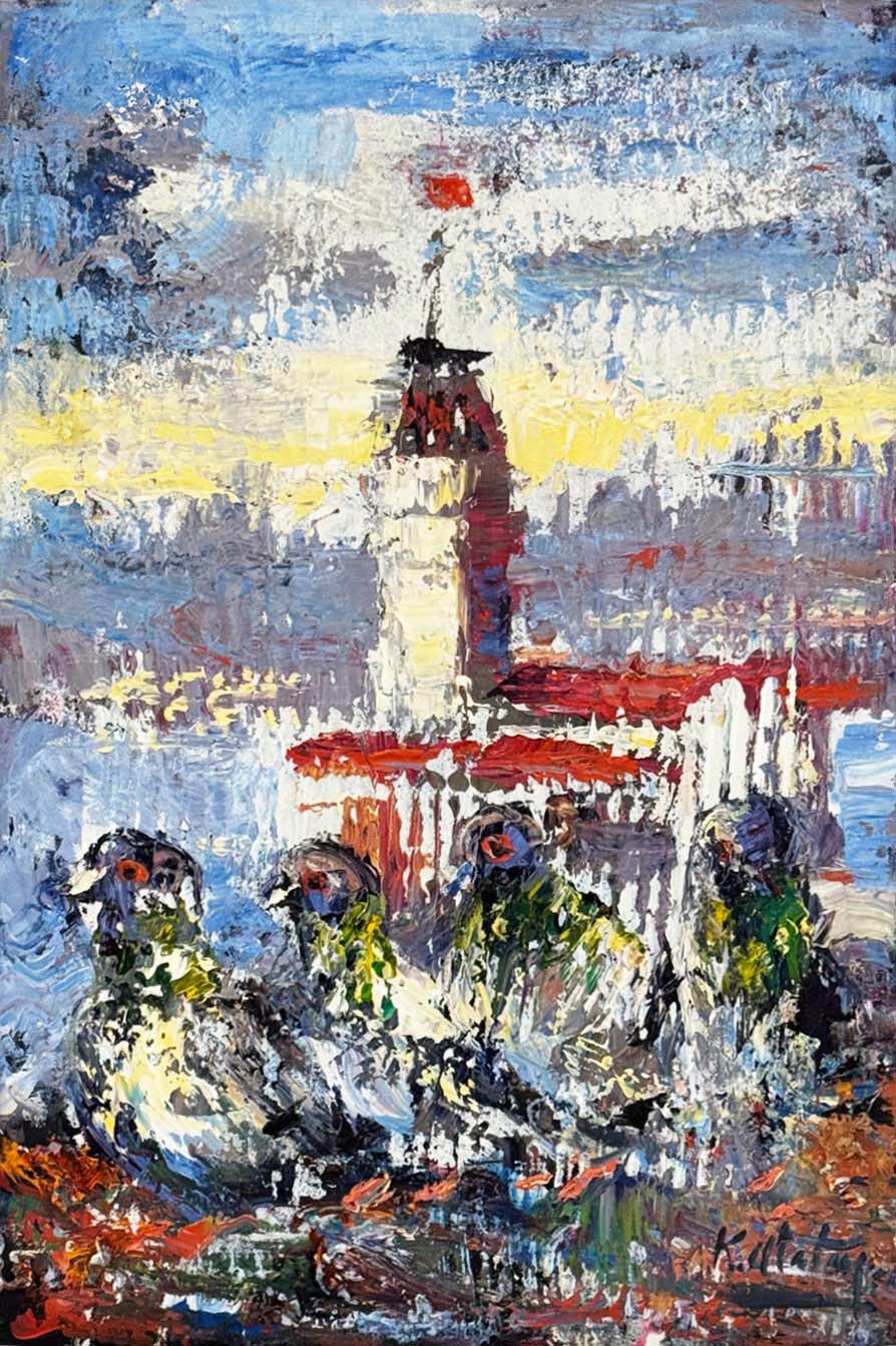 Yağmurlu Kız Kulesi Yağlı Boya Tablosu Simurg Sanatevi