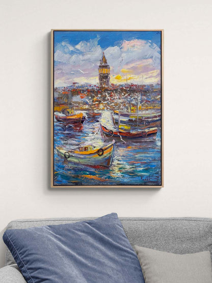 Galata'ya Seyir Yağlı Boya Tablosu Simurg Sanatevi