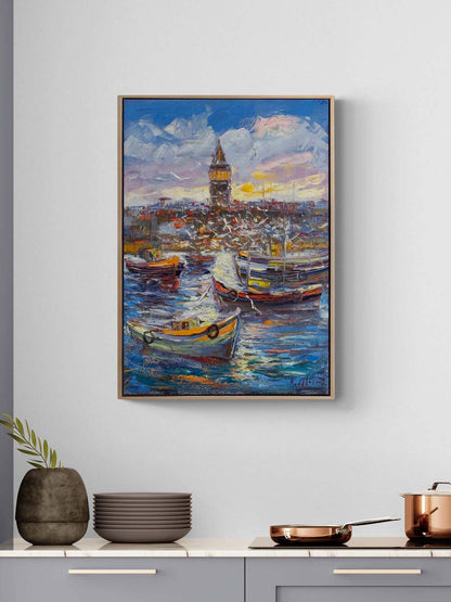 Galata'ya Seyir Yağlı Boya Tablosu Simurg Sanatevi