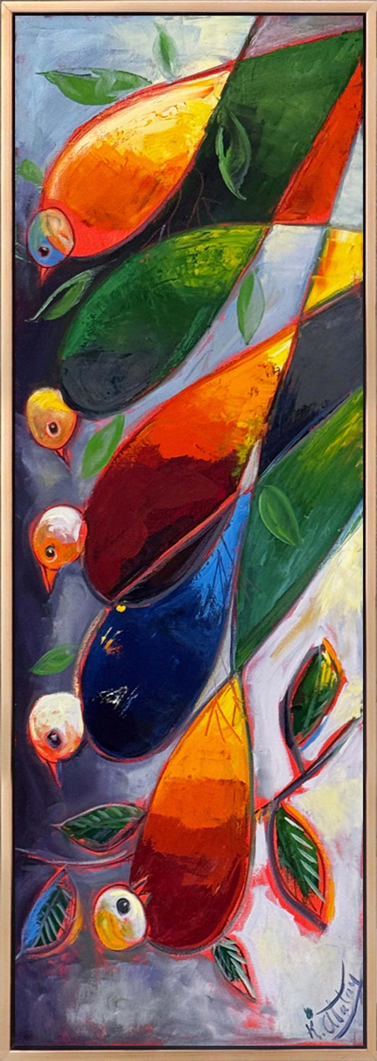 Tropikal Dizilim Yağlı Boya Tablosu Simurg Sanatevi