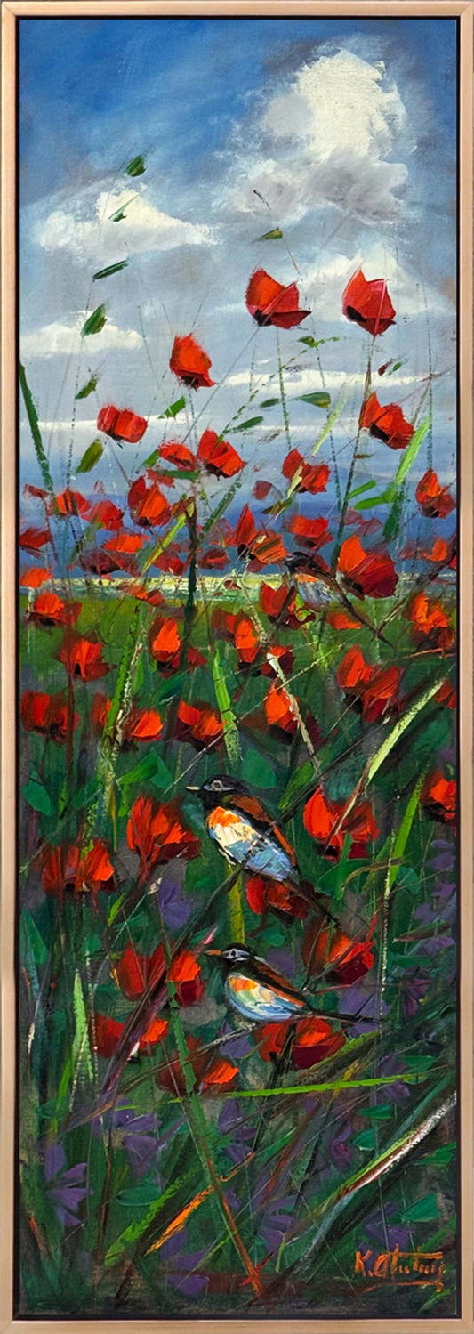 Rüzgarın İçinde Gelincikler Yağlı Boya Tablosu Simurg Sanatevi