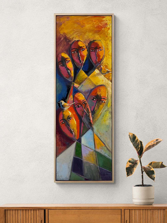 Geometrik Melodi Yağlı Boya Tablosu Simurg Sanatevi