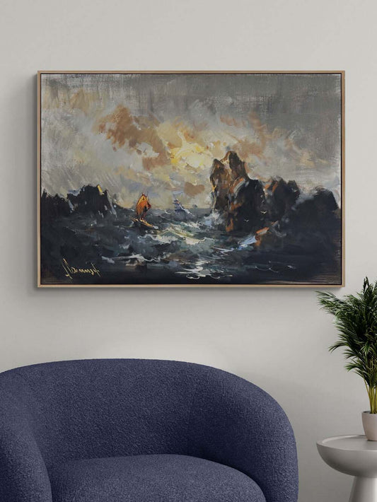 Hırçın Sularda Yağlı Boya Tablosu Simurg Sanatevi