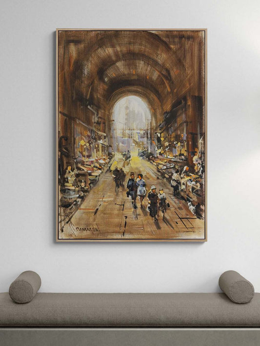 Eski Pazarda Gün Yağlı Boya Tablosu Simurg Sanatevi