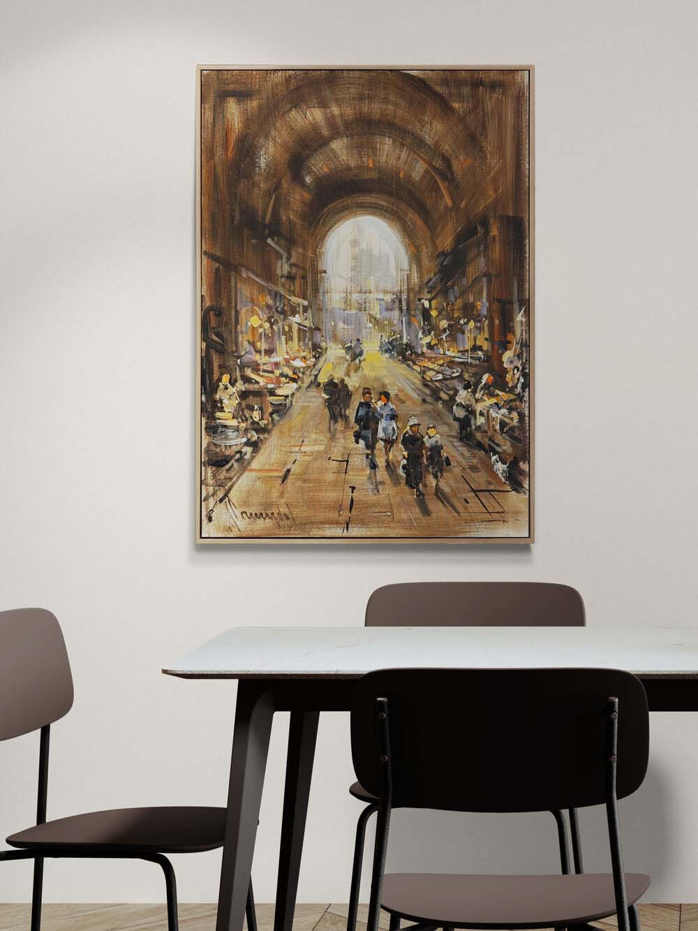 Eski Pazarda Gün Yağlı Boya Tablosu Simurg Sanatevi