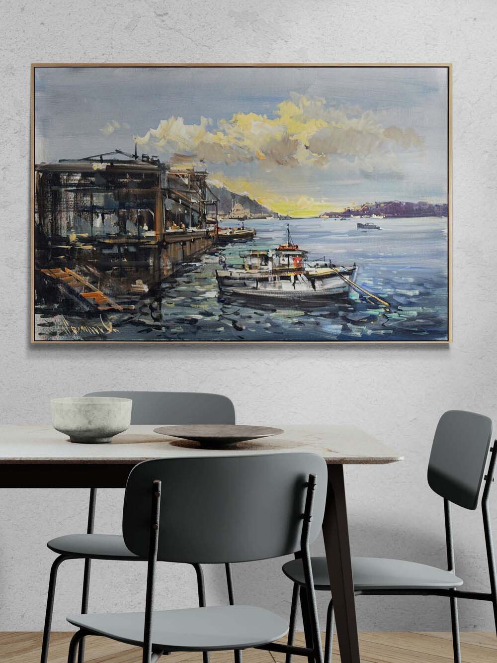 Çengelköy Sahilinden Yağlı Boya Tablosu Simurg Sanatevi