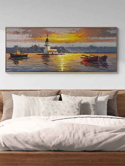 Üsküdar'da Akşam Sefası Yağlı Boya Tablosu Simurg Sanatevi