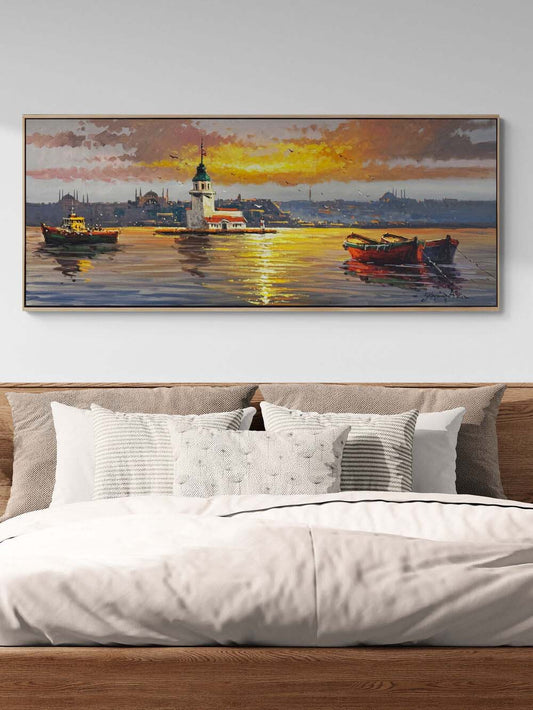 Üsküdar'da Akşam Sefası Yağlı Boya Tablosu Simurg Sanatevi