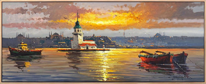 Üsküdar'da Akşam Sefası Yağlı Boya Tablosu Simurg Sanatevi