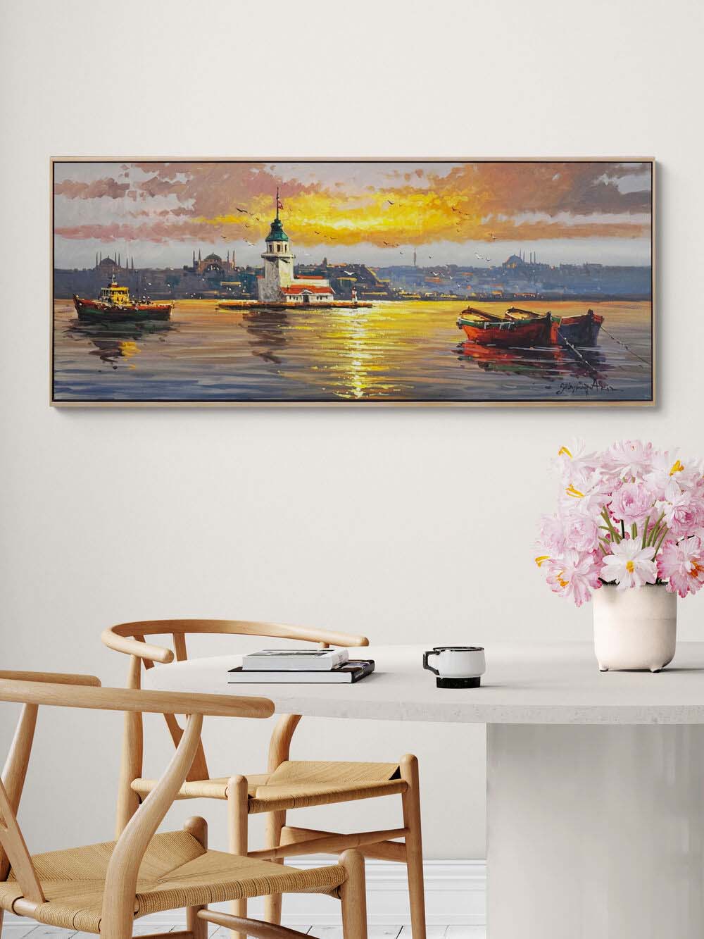 Üsküdar'da Akşam Sefası Yağlı Boya Tablosu Simurg Sanatevi