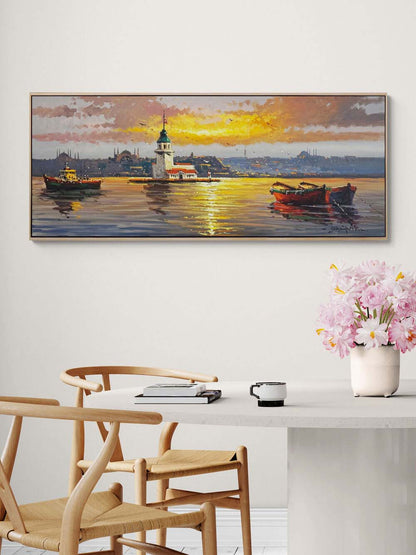 Üsküdar'da Akşam Sefası Yağlı Boya Tablosu Simurg Sanatevi