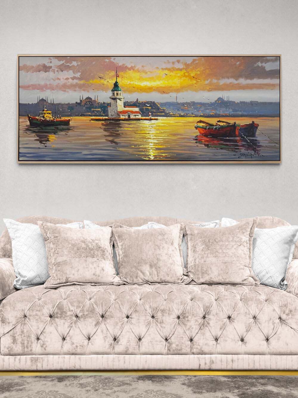 Üsküdar'da Akşam Sefası Yağlı Boya Tablosu Simurg Sanatevi