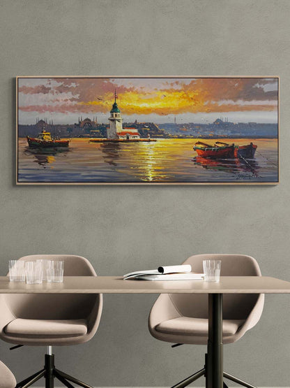 Üsküdar'da Akşam Sefası Yağlı Boya Tablosu Simurg Sanatevi