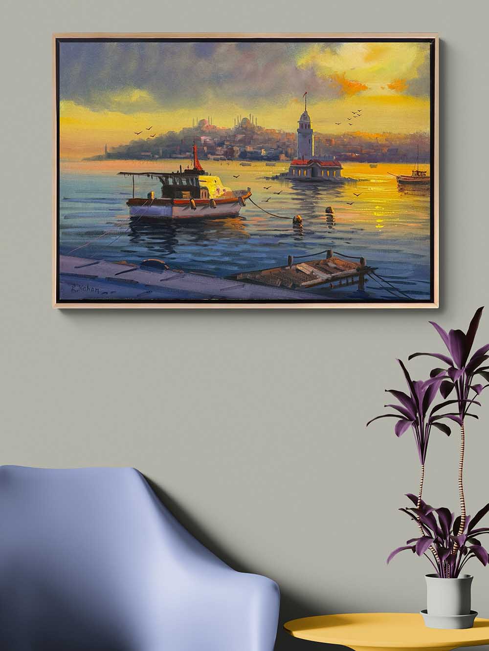 Kız Kulesi'nin Yakın Dostu Yağlı Boya Tablosu