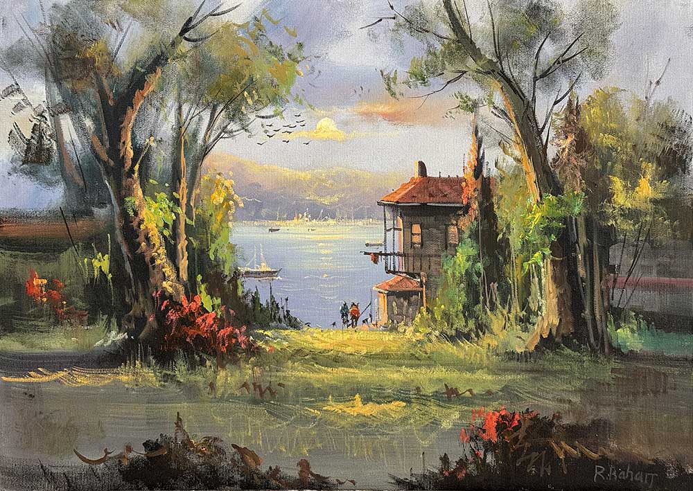 Huzurlu Bir Gün Batımı Yağlı Boya Tablosu