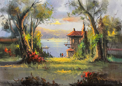 Huzurlu Bir Gün Batımı Yağlı Boya Tablosu
