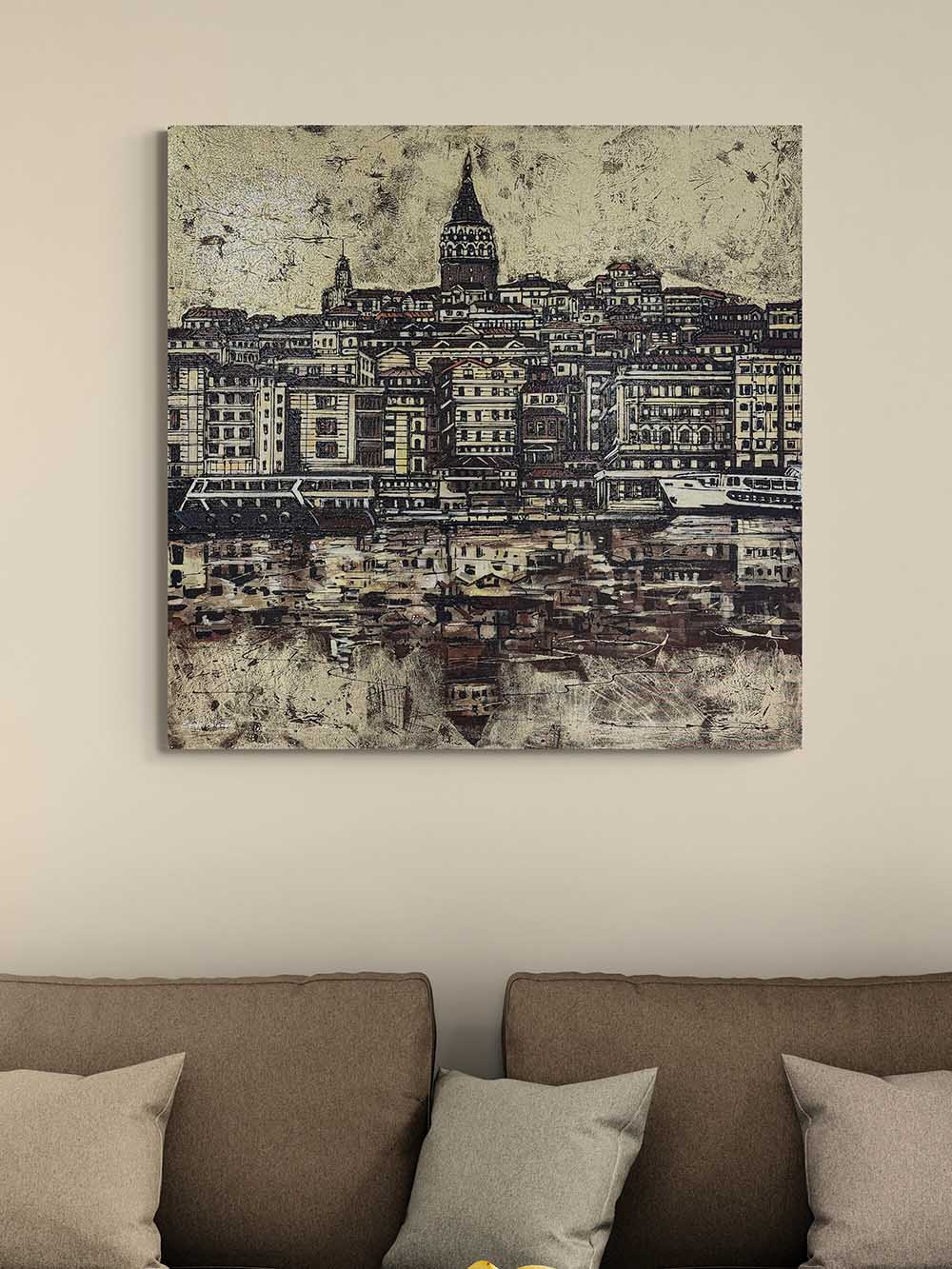 Galata ve Asırlık Yansıması Yağlı Boya Tablosu