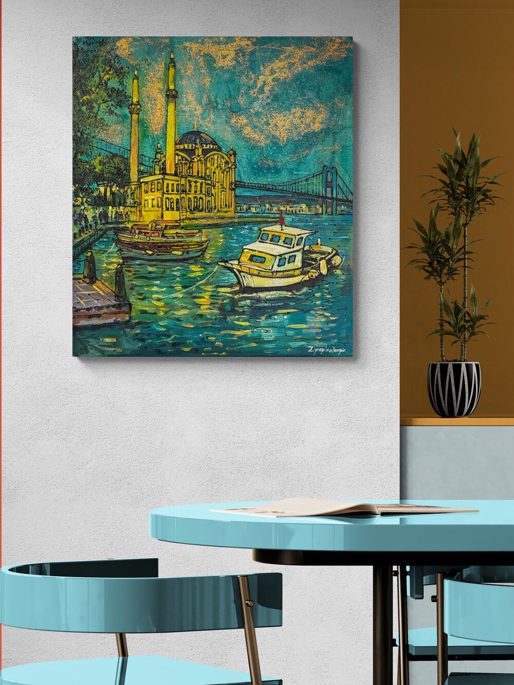 Ortaköy Silüeti Yağlı Boya Tablosu Simurg Sanatevi