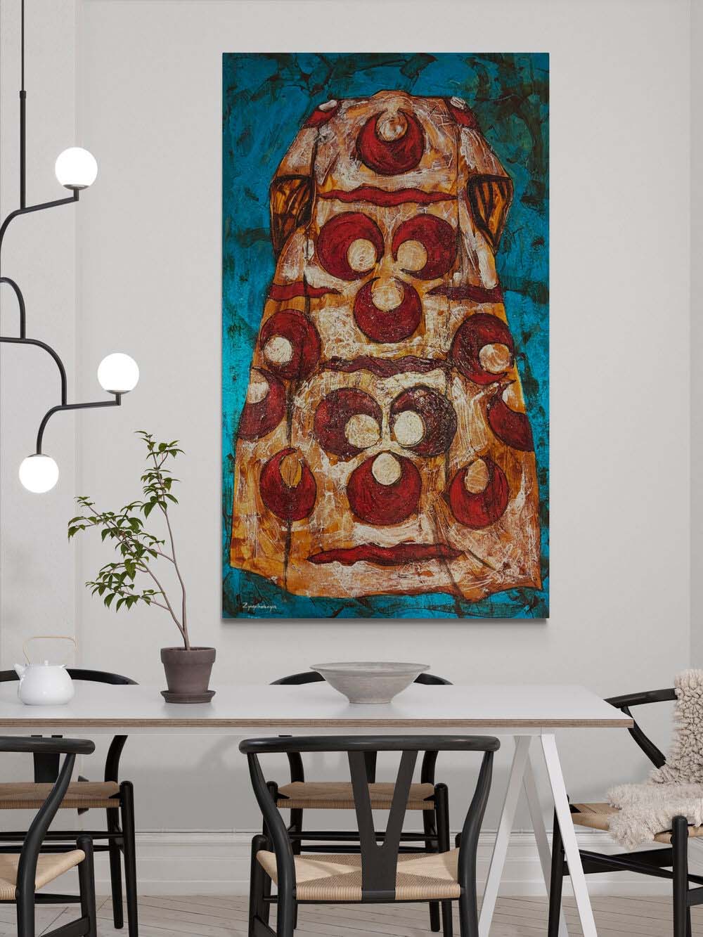 Çintemani Kaftan Yağlı Boya Tablosu Simurg Sanatevi