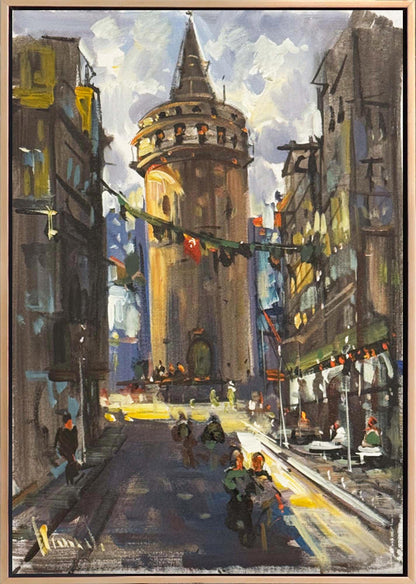 Kadim Şehirde Galata Yağlı Boya Tablosu