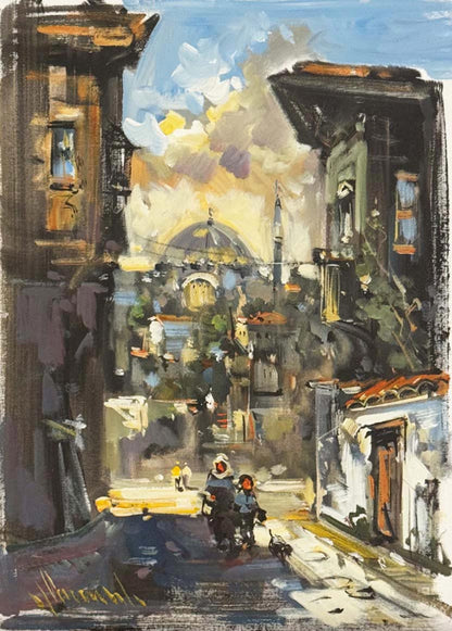 İstanbul Sokakları Yağlı Boya Tablosu