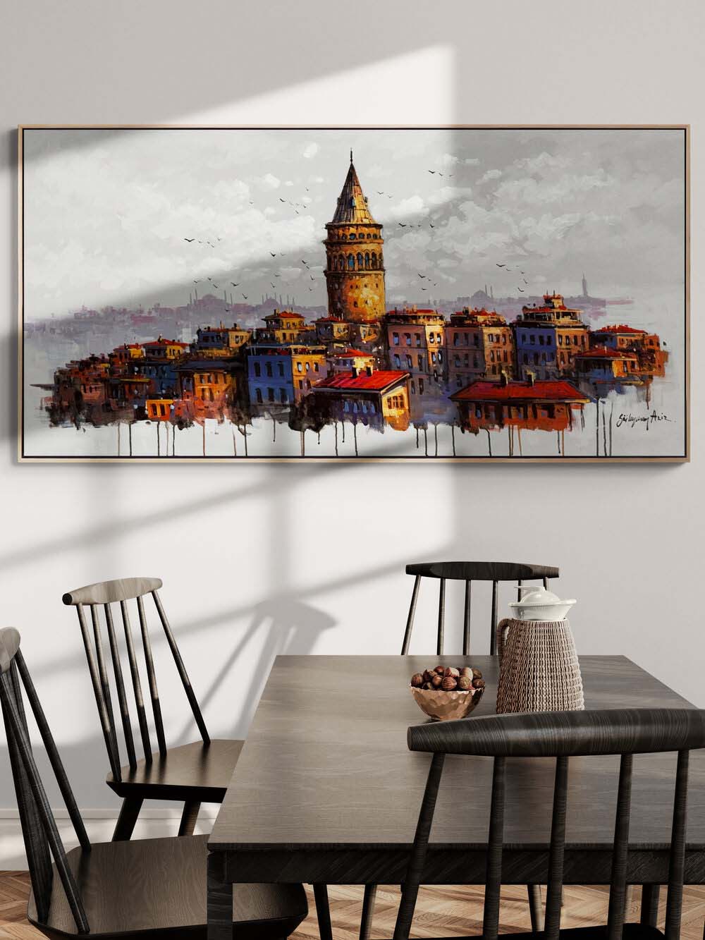 Galata Kulesinin Vedası Yağlı Boya Tablosu