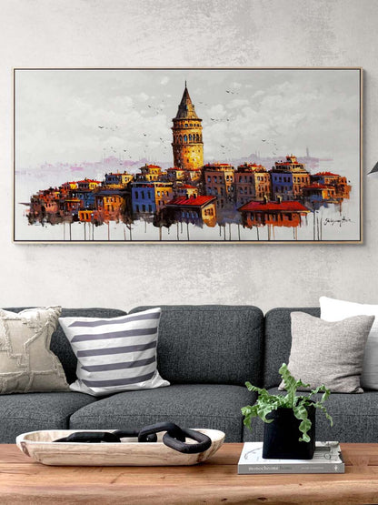 Galata Kulesinin Vedası Yağlı Boya Tablosu