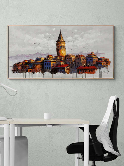 Galata Kulesinin Vedası Yağlı Boya Tablosu