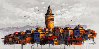 Galata Kulesinin Vedası Yağlı Boya Tablosu