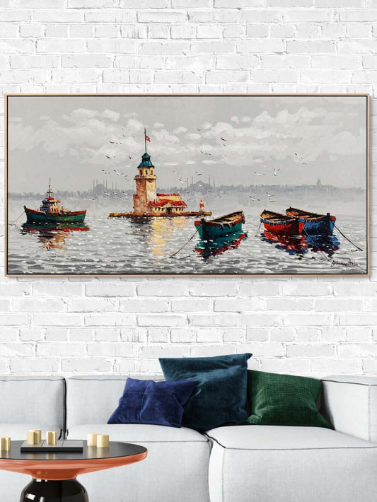 Kız Kulesi ve Misafirleri Yağlı Boya Tablosu