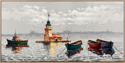 Kız Kulesi ve Misafirleri Yağlı Boya Tablosu