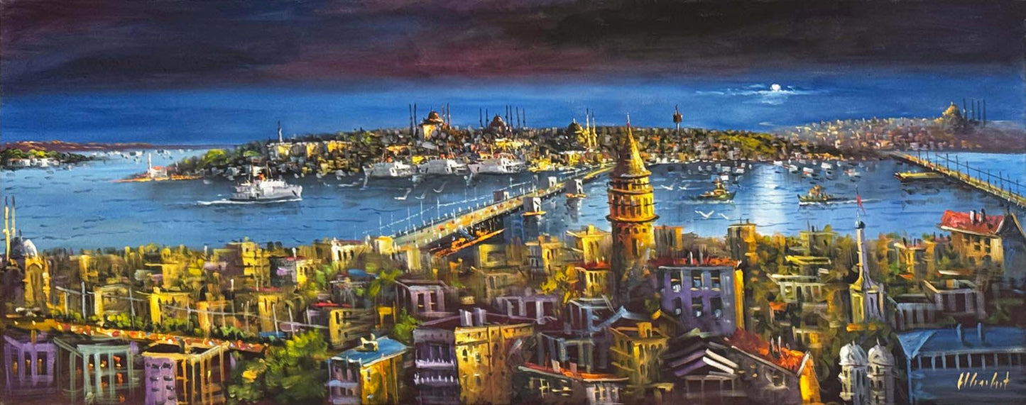 Puslu Boğazda Sabah Yağlı Boya Tablosu