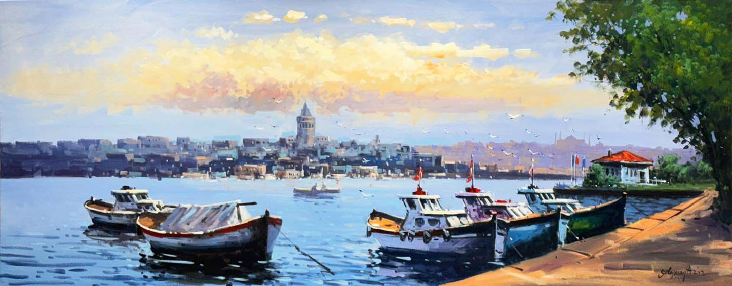 Bulutların Altındaki İstanbul Yağlı Boya Tablosu Simurg Sanatevi