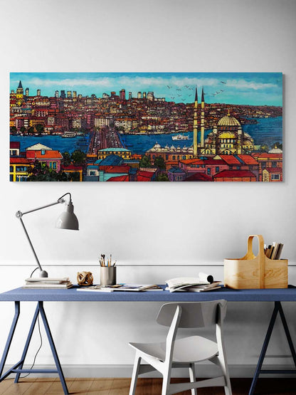 Haliç'ten Galata'ya Yağlı Boya Tablosu Simurg Sanatevi