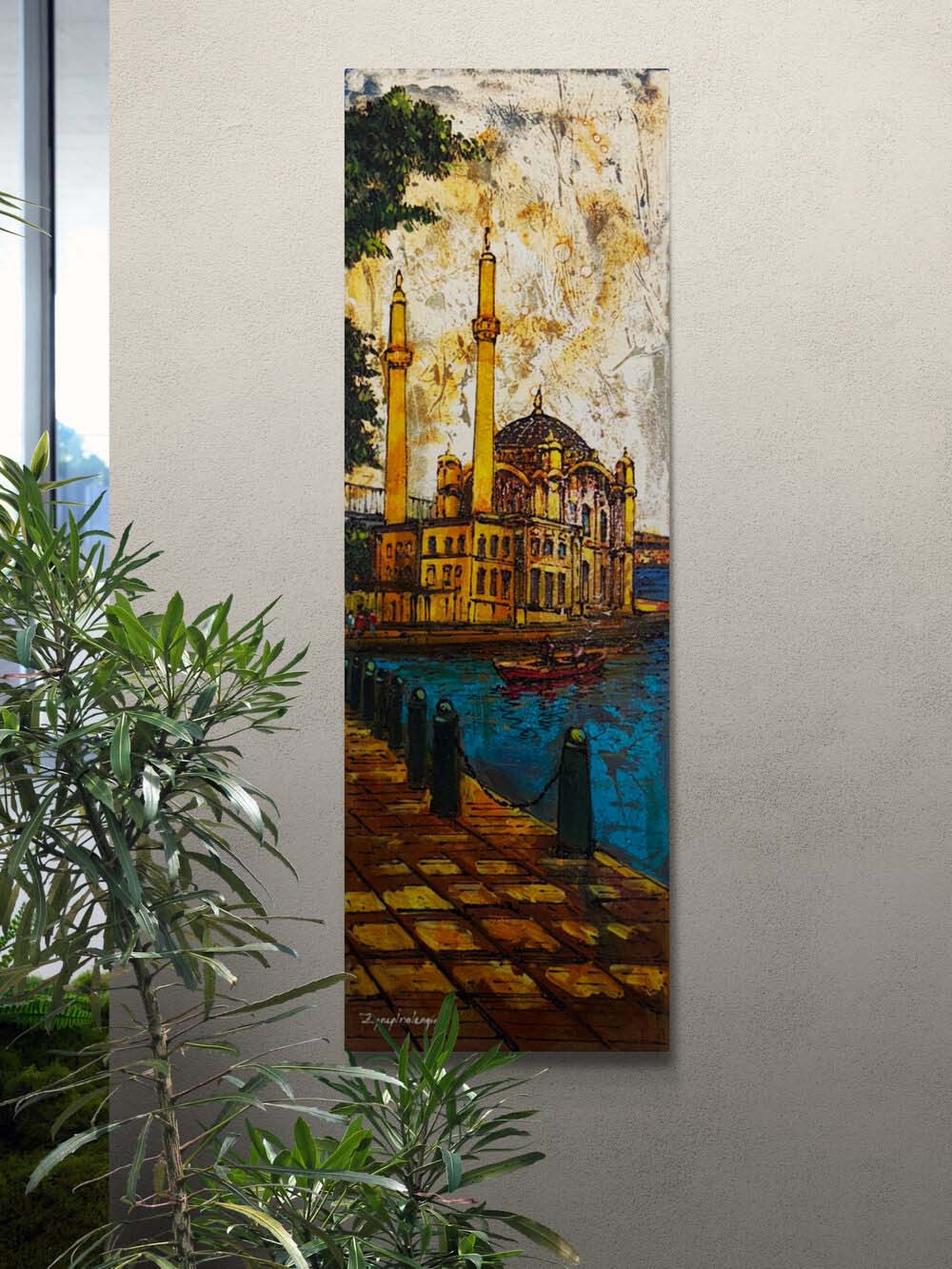 Ortaköy Sahilinde Yağlı Boya Tablosu Simurg Sanatevi