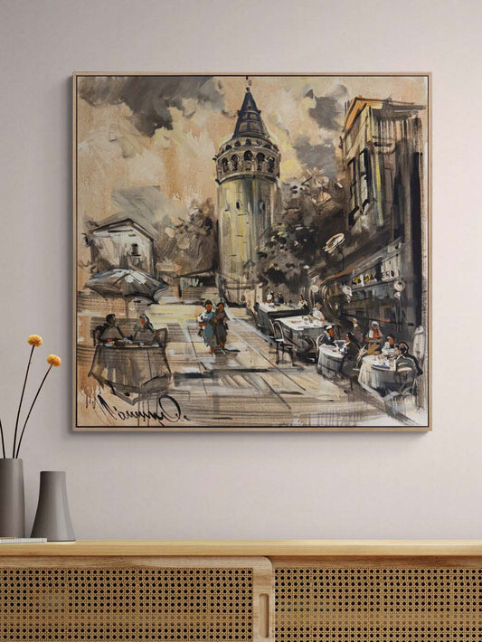 Puslu Galata Sokakları Yağlı Boya Tablosu Simurg Sanatevi
