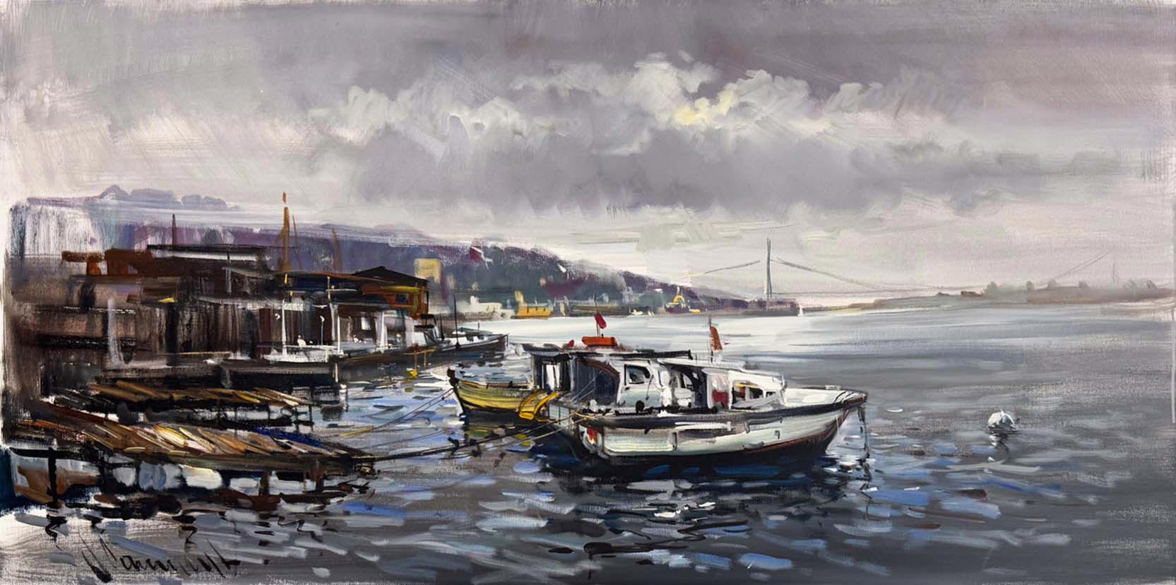 Kanlıca Sahili Yağlı Boya Tablosu Simurg Sanatevi
