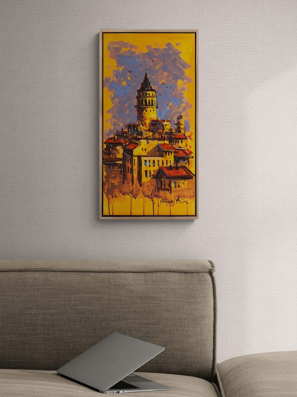Güneşin Kuleyle Yağlı Boya Tablosu Simurg Sanatevi