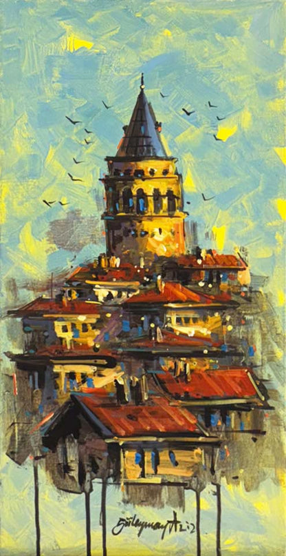Galata'nın Rengi  Yağlı Boya Tablosu Simurg Sanatevi