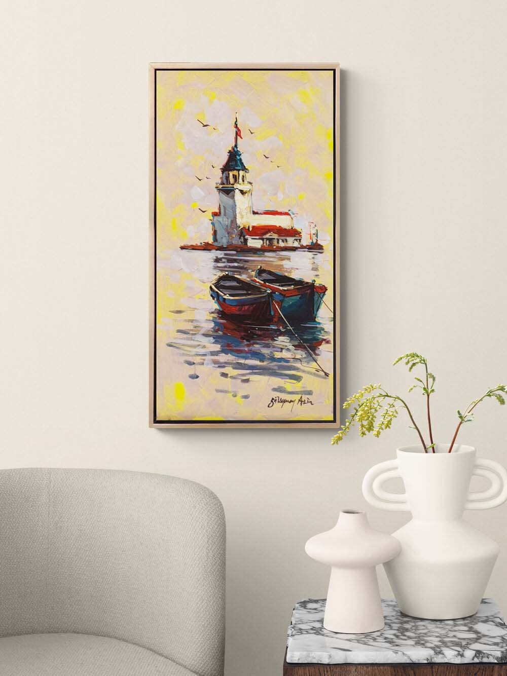 Kulenin Akşamı Yağlı Boya Tablosu Simurg Sanatevi