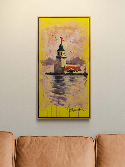 Kule ve Sandallar Yağlı Boya Tablosu Simurg Sanatevi