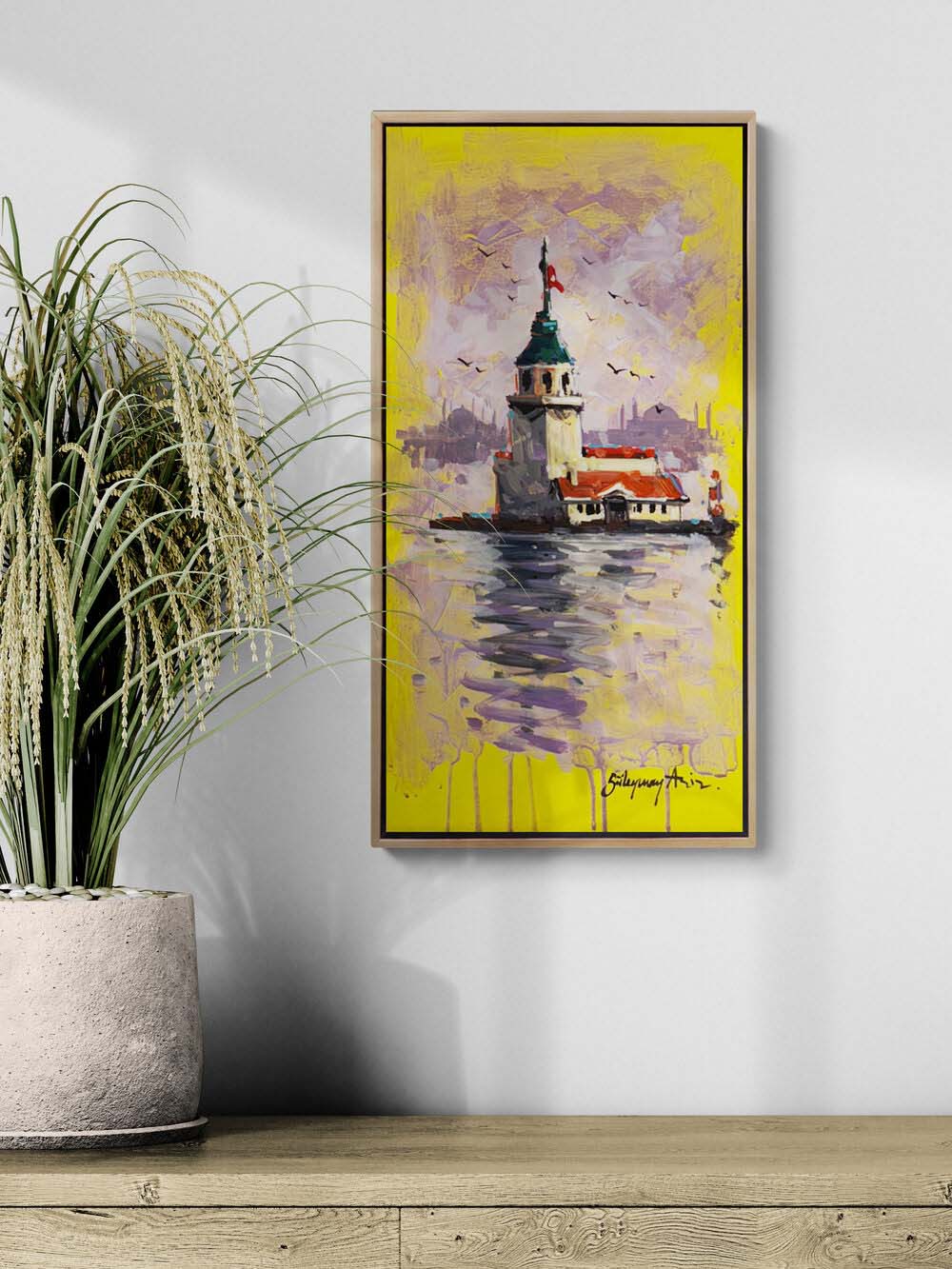 Kule ve Sandallar Yağlı Boya Tablosu Simurg Sanatevi
