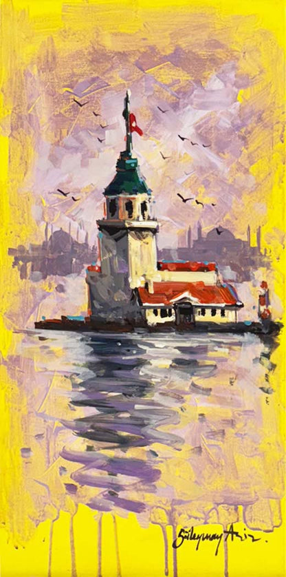 Kule ve Sandallar Yağlı Boya Tablosu Simurg Sanatevi