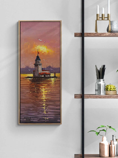 Günbatımında Kule Yağlı Boya Tablosu Simurg Sanatevi