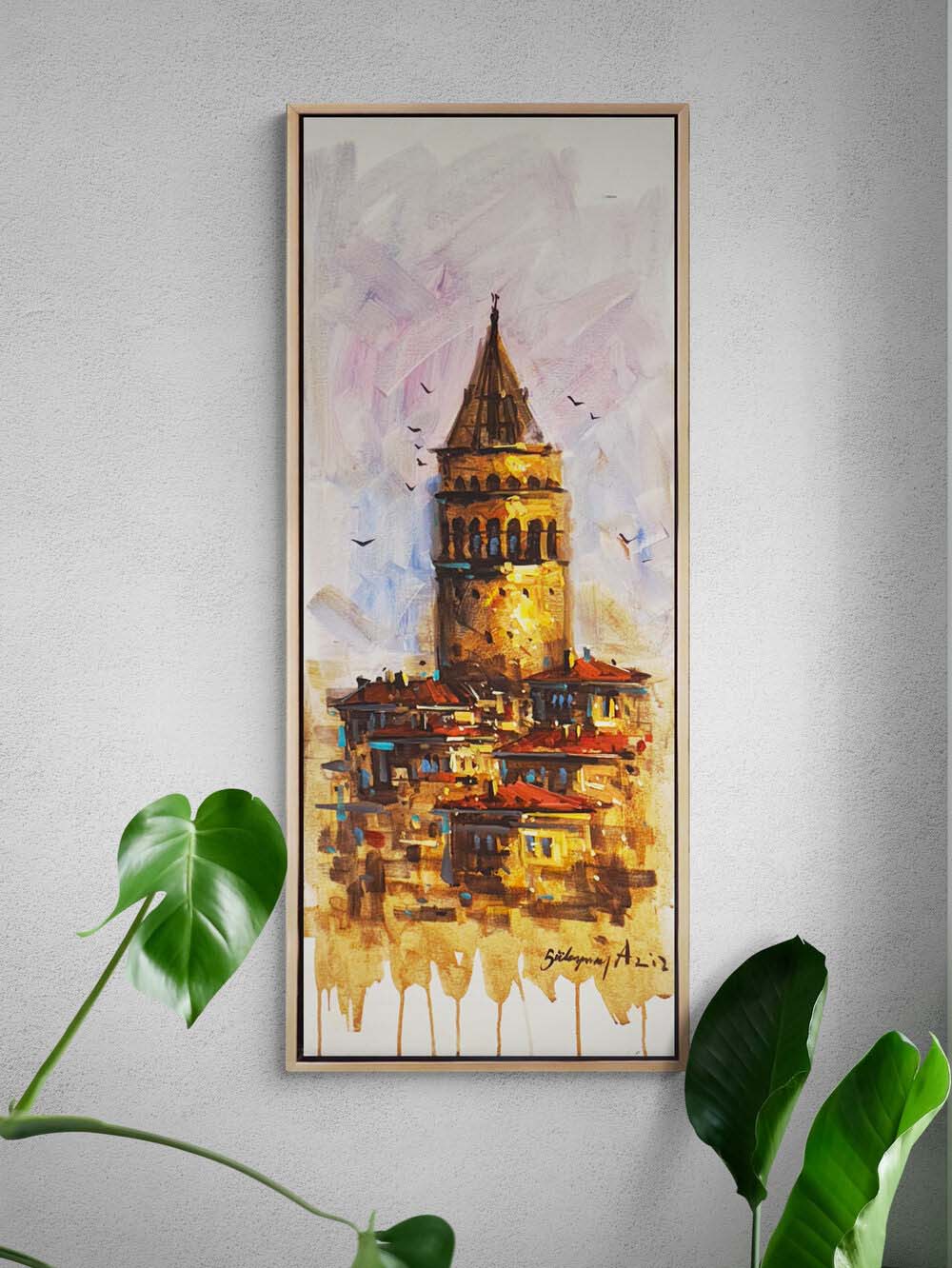 Galata'da Son Işık Yağlı Boya Tablosu Simurg Sanatevi