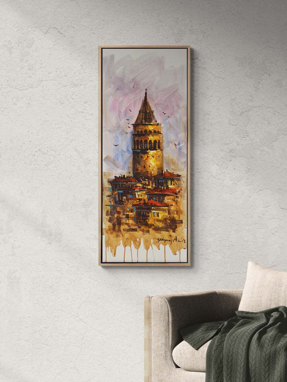 Galata'da Son Işık Yağlı Boya Tablosu Simurg Sanatevi