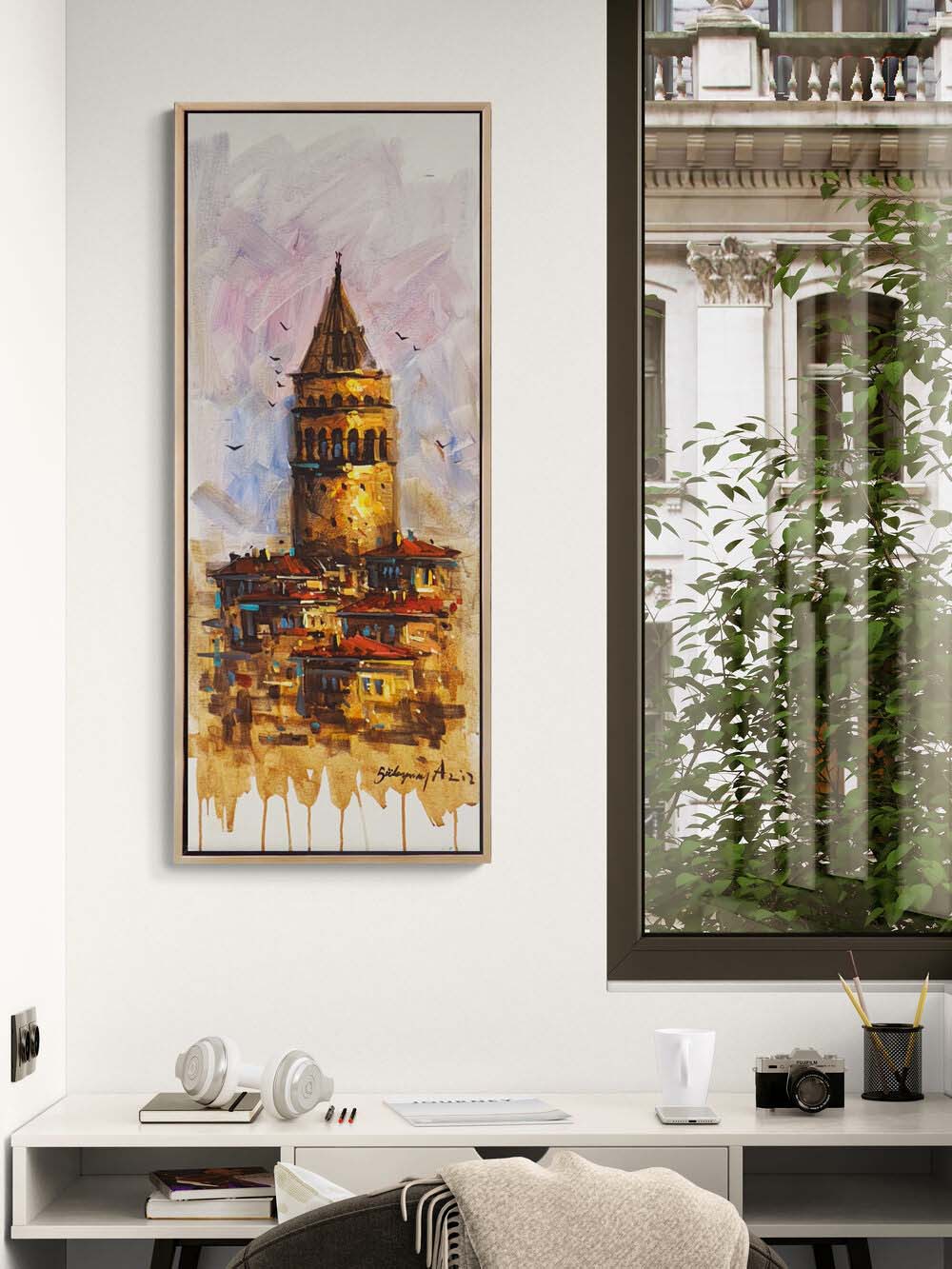 Galata'da Son Işık Yağlı Boya Tablosu Simurg Sanatevi